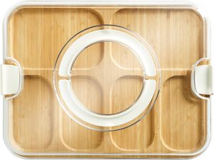 Planches de service de charcuterie en bambou pratiques avec couvercle de <span class=keywords><strong>planche</strong></span> à fromage portable pour les fêtes et les voyages, poignée et serrures incluses - Product Image 2