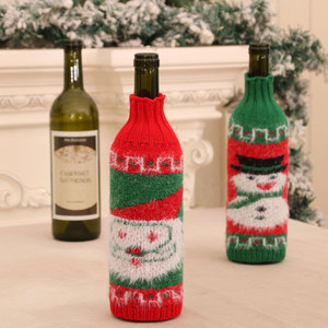 New Christmas wool sweater wine bottle <b>cover</b>, red wine sleeve, Christmas home and hotel <b>table</b> decoration. - Product Image 3