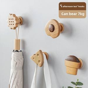 Porte-manteau en bois massif Crochet adhésif créatif Design moderne Crochet de porte d'entrée mural Chapeaux Boîte à vêtements emballée gratuitement - Product Image 1