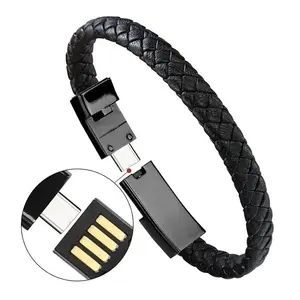 Ein kreatives Smartphone Leder armband USB-Ladekabel Standard USB 2.0 Handy usw. elektronisches Produkt USB Micro Braid