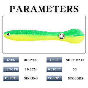 Señuelo de pesca con cebo suave biónico, cebo para pesca de lubina en agua dulce y marina, 5 colores XY-476 - Product Image 5