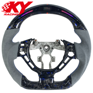 Volante deportivo LED RPM de fibra de carbono forjada personalizada, con revestimiento de gamuza gris, apto para Nissan GT-R R35 350z 370z 400z - Product Image 1