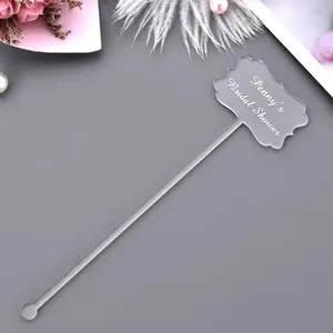 Customized Laser Cut Clear Acrylic Drink Stir Stick Transparent Acrylic Champagne Stirrer