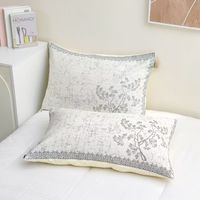 Taie d'oreiller en coton pur 40S, certifiée Oeko-Tex, motif floral, décoration de chambre à coucher, housse de coussin avec fermeture à bouton