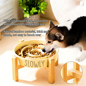 Bol de Nourriture Surélevé pour Chien et Chat en Céramique à Rayures, Antidérapant, Facile à Nettoyer, Longue Durée de Vie, Stock Disponible, Vente Chaude - Product Image 3