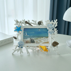 Marco de Fotos de Resina con Conchas Marinas Mediterráneas, 6 Pulgadas, Adorno Hecho a Mano para Mesa, Decoración de Boda - Product Image 3