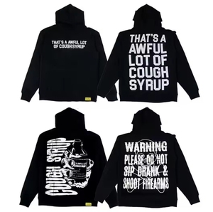 Sudadera con capucha para hombre <span class=keywords><strong>de</strong></span> alta calidad, 100% algodón, estilo streetwear, gruesa, con estampado 'THAT'S a AWFUL LOT of COUGH SYRUP' - Product Image 1