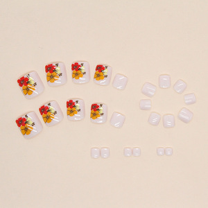 Flor francesa cuadrada personalizable, <span class=keywords><strong>uñas</strong></span> coloridas a presión, nuevo diseño, ABS, <span class=keywords><strong>Uñas</strong></span> postizas para dedos - Product Image 1