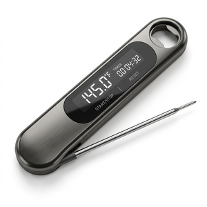 制造商定制即时读数数字烹饪烧烤食品温度计带定时器折叠式探头厨房肉类温度计 - Product Image 6