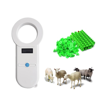 Modelo caliente 134,2 kHz lector de mano RFID vaca cerdo oveja lector de etiquetas de largo alcance RFID escáner de etiquetas de oreja para animales