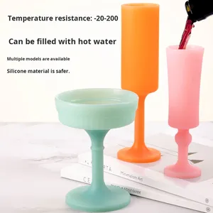Juego de Copas de Vino de Silicona Coloridas, Resistentes al Calor, Ecológicas, Irrompibles, Portátiles, para Campamentos, Picnics, Vino Tinto - Product Image 4