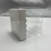 Petite boîte à gâteau transparente personnalisée boîte à emporter avec base de carte en papier