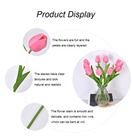 Tulipe artificielle réaliste à tige unique en PU rose de 34cm pour les arrangements de bouquet de mariage et les cérémonies de style vintage