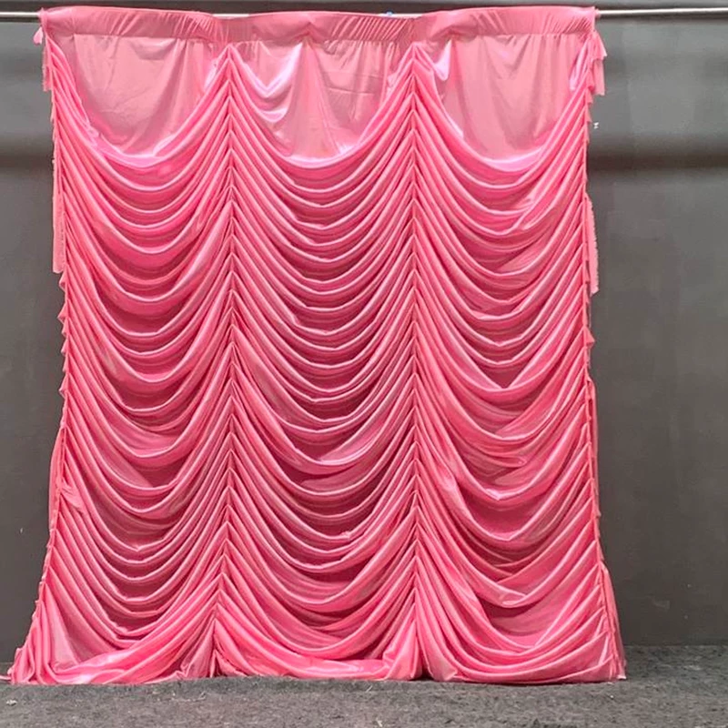 Tessuto Effetto Seta Ghiaccio con Motivo Ondulato in Rosa Medio