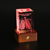 Cube de squelette anatomique humain gravé au laser 3D en cristal transparent, modèle de statue, presse-papiers, anatomie, neurologie, sciences médicales