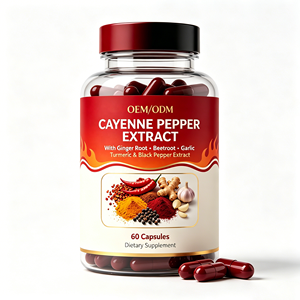 Capsules de piment de Cayenne OEM avec gingembre, <span class=keywords><strong>ail</strong></span>, curcuma et betterave pour soutenir le métabolisme et la santé circulatoire – Compléments alimentaires à base de plantes - Product Image 1
