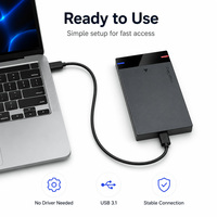VegGieg Box Esterno USB 3.0 per Disco Rigido SATA da 2,5 Pollici, Custodia Trasparente in Plastica per HDD, Adattatore per SSD
