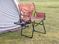 Chaise pliante de réalisateur en acier avec logo personnalisé et table latérale, siège compact de loisirs extérieur en Oxford 600D