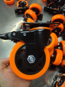 Roulette MW 3/4/5 pouces Orange PVC 75mm 100mm 125mm Roue de frein fixe pivotante pour chariot - Product Image 3