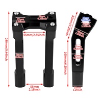 Abrazadera de elevadores de manillar de motocicleta de 10 pulgadas negra para Harley Touring Sportster Dyna Softail Electra Glide FXDB