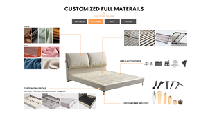 Cama Inteligente Minimalista COSTFULL con Capa Superior de Cuero Vacuno, Multifuncional, de Cuero Genuino, Doble, para Dormitorio, Ajustable, Desempaquetada - Product Image 3