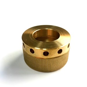 Manchon fileté moleté en laiton usiné sur mesure par CNC, usinage de précision, avec trous de positionnement et écrou fileté en cuivre - Product Image 3