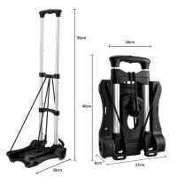 Carretilla de Mano Plegable Ligera de Aluminio/TPR, Capacidad de 88 LB, Ruedas Dobles, para Mudanzas, Compras y Equipaje, Color Negro