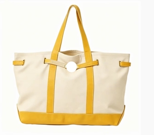 Bolso de Hombro de Lona de Alta Calidad con Hebilla Dorada, Bolso de Compras Resistente, Bolso Utilitario con Cremallera, Bolso Tote de Lujo - Product Image 1