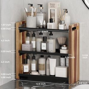 Estante Organizador de 3 Niveles de Acero Aleado CF <span class=keywords><strong>para</strong></span> Cosméticos, Cocina, Debajo del Fregadero, Baño, <span class=keywords><strong>para</strong></span> Hotel y <span class=keywords><strong>Hogar</strong></span> - Product Image 2