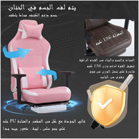 Chaise de gaming robuste rose style course pour le Moyen-Orient, avec dossier haut, appui-tête et repose-pieds rétractable
