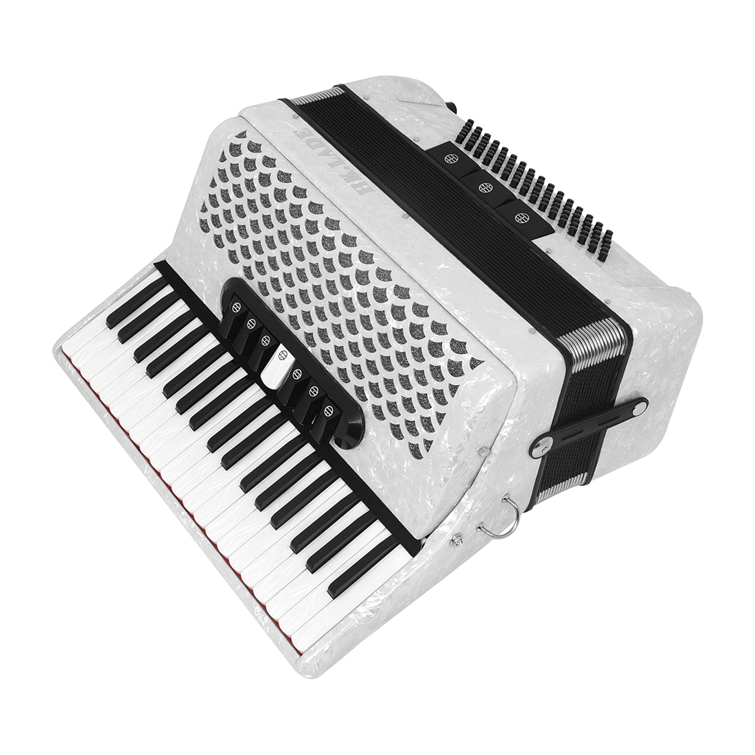HK LADE 37-Key 96 Bass Accordion in White with Bag - Perfect for