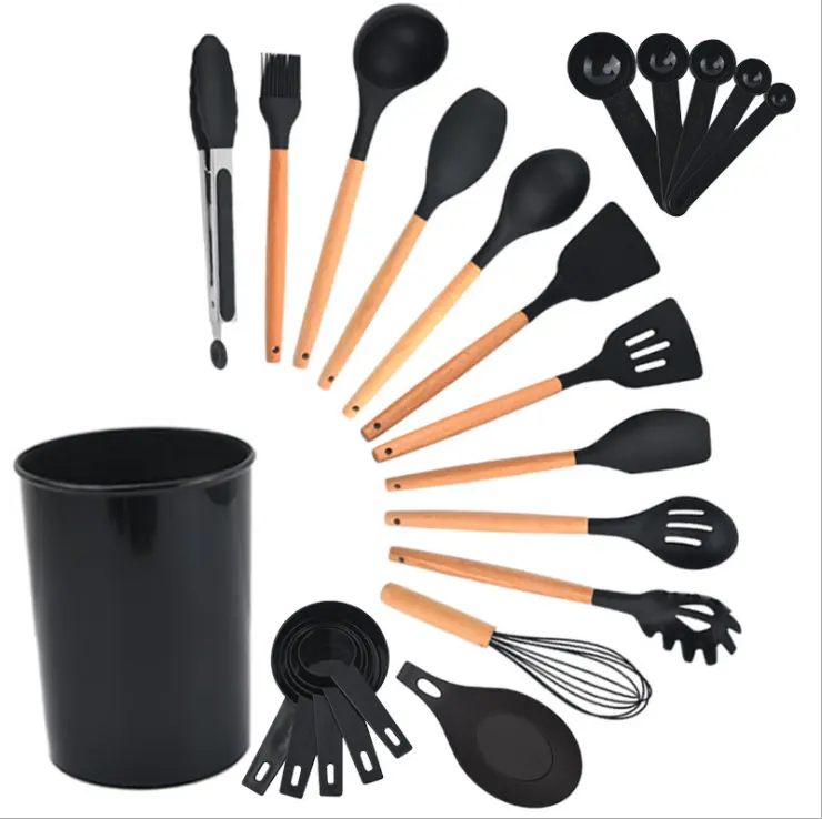 Set da cucina da cucina multicolore USSE da 10 pezzi, pinze per spazzole cucchiaio tornitore scanalato mestolo frusta utensili da cucina in Silicone