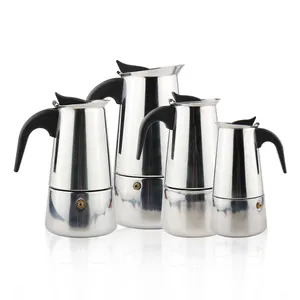 6 Cup Espresso Koffiezetapparaat Met Draagtas & Clip Lepel, kachel Top Reizen Italiaanse Rvs Moka Pot Cafe Maker Online Gift