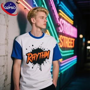 QZFSO Casual Color puro peso pesado 100% algodón hombres camiseta gráfica hombres camiseta logotipo personalizado impreso gran tamaño Color a juego camiseta - Product Image 1