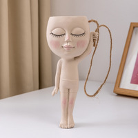Boneka senam dekorasi rumah lucu pot bunga negara gantung penanam karakter terpasang di dinding untuk dekorasi interior rumah
