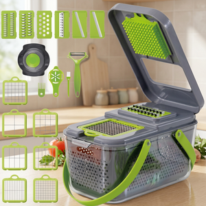 Picador de Verduras, Picador de Cebolla, Rebanador Mandolina, Picador de Alimentos Profesional, Cortador de Verduras Mejorado con Contenedor, Apto para Lavavajillas Manual - Product Image 2