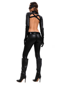 Costume de cosplay <span class=keywords><strong>Catwoman</strong></span> noir pour femme, taille plus, pour fête d'Halloween, tenue de club ouverte - Product Image 5