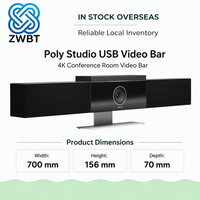 Barre vidéo USB Poly Studio 4K UHD avec champ de vision de 120 degrés, suivi vocal DirectorAI, haut-parleurs stéréo et réseau de 6 microphones pour Microsoft Teams et Zoom