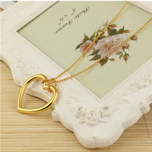 Collares con colgante de moda, collar de cadena con forma de corazón y círculo de oro y plata para mujer, accesorio de regalo de joyería - Product Image 2