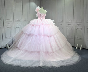Robe de Quinceañera à une épaule superposée Mumuleo, Vestidos De Xv Anos, rose, robe pour <span class=keywords><strong>quinze</strong></span> ans, Vestidos De Quince Anos - Product Image 3