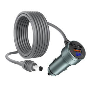 Mini DC Thuốc lá nhẹ hơn mới kỹ thuật số xe sạc dây điện ba cổng hoàn toàn tương thích nhanh sạc dây mở rộng - Product Image 1