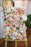 DIY Romantische Anpassbare Seidenblumen-Wand 240cm*60cm Umweltfreundlicher 3D-Hintergrund Rosa Rosen Rote Schmetterlinge Orchideen Hochzeitsdekoration