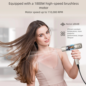 مجفف شعر احترافي للسفر بقوة 1800 واط، خفيف الوزن مع محرك BLDC، أيونات سالبة، ناشر على شكل حرف T ومركزات تصفيف كهربائية - Product Image 4