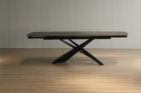 Mobilier de salle à manger personnalisé, moderne et léger de luxe avec pieds en métal Table de table en céramique avec dessus en verre trempé pliable 8 places