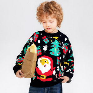 <span class=keywords><strong>Pull</strong></span> de Noël pour enfants, col rond, manches longues, imprimé Père Noël, <span class=keywords><strong>pull</strong></span> en tricot respirant pour garçons et filles, chaud pour l'hiver - Product Image 4