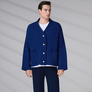 Custom Winter Casual Outerwear Classic Knit Coat with Pockets Men's Wool V-Neck Button Down <b>Cardigan</b> <b>Sweater</b> - Product Image 5