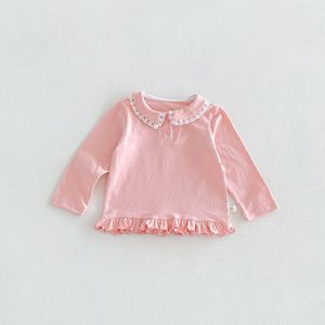 <span class=keywords><strong>Maglietta</strong></span> per <span class=keywords><strong>Bambina</strong></span> in Cotone Tinta Unita con Colletto Peter Pan a Pois, <span class=keywords><strong>Manica</strong></span> <span class=keywords><strong>Lunga</strong></span>, Strato Base per Primavera e Autunno - Product Image 4