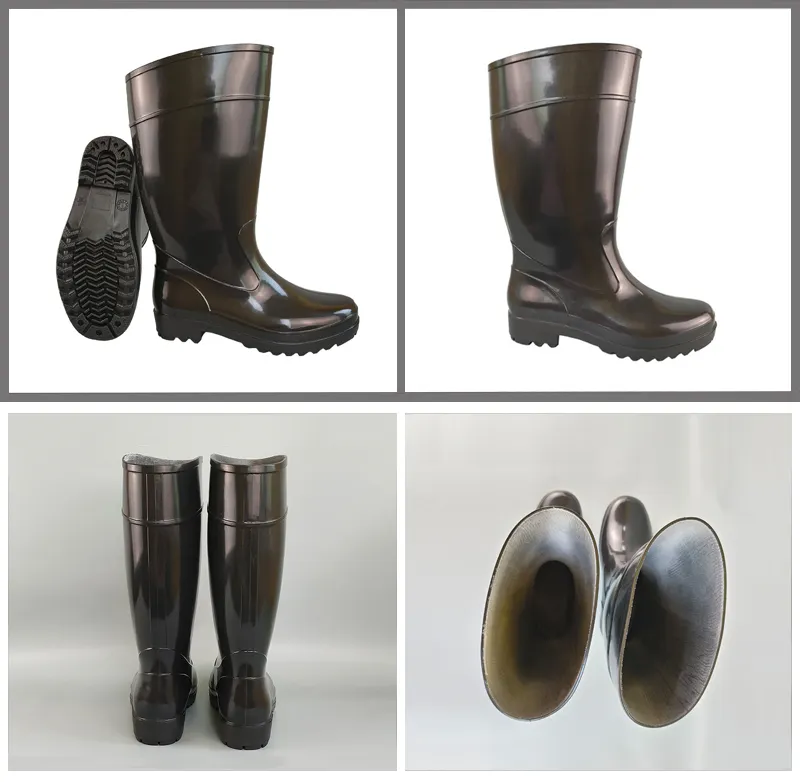 Vente en gros économique bon marché de chaussures de travail pour hommes bottes de pluie de jardin en PVC noir antidérapantes et imperméables pour hommes