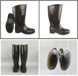 Barato economía al por mayor hombres trabajo goma zapatos hasta la rodilla Industrial impermeable antideslizante hombres botas negro PVC jardín Botas de lluvia