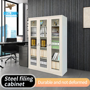 Muebles DE OFICINA DE METAL modernos, archivador de 3 puertas de alta calidad, puerta de vidrio con cerradura, particiones ajustables, almacenamiento, dormitorio, Parque - Product Image 3